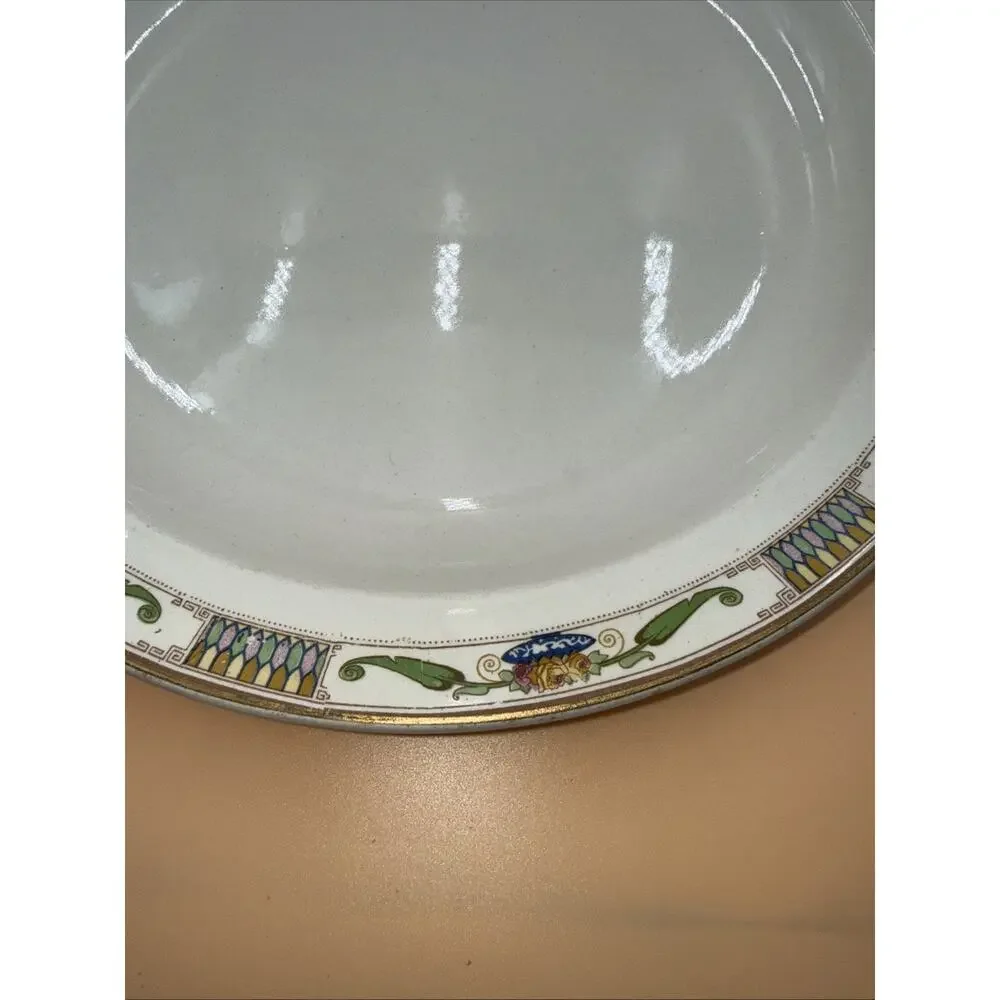 Antique 1891-1914 W.H. Grindley “antique Green” 2 Porcelain Pieces Green/Gold